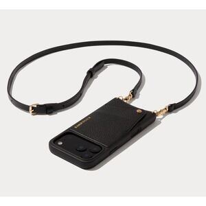 Bandolier Strap Womens OS Black Gold Hardware Leather Pebbled Adjustable